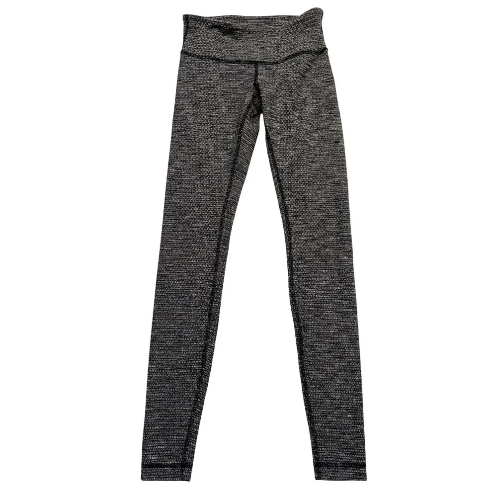 Lululemon Leggings Womens 6 Gray Flecked High Rise Ankle Yoga Pants Knit Stretch